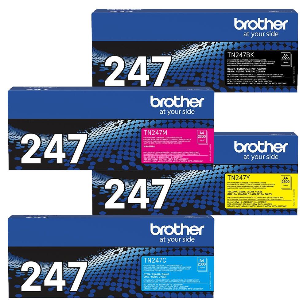Brother Toner TN247 Multipack Tonerkartusche Cyan, Magenta, Gelb, Schwarz für Original Brother Laserdrucker (TN247C / TN247M / TN247Y / TN247BK)